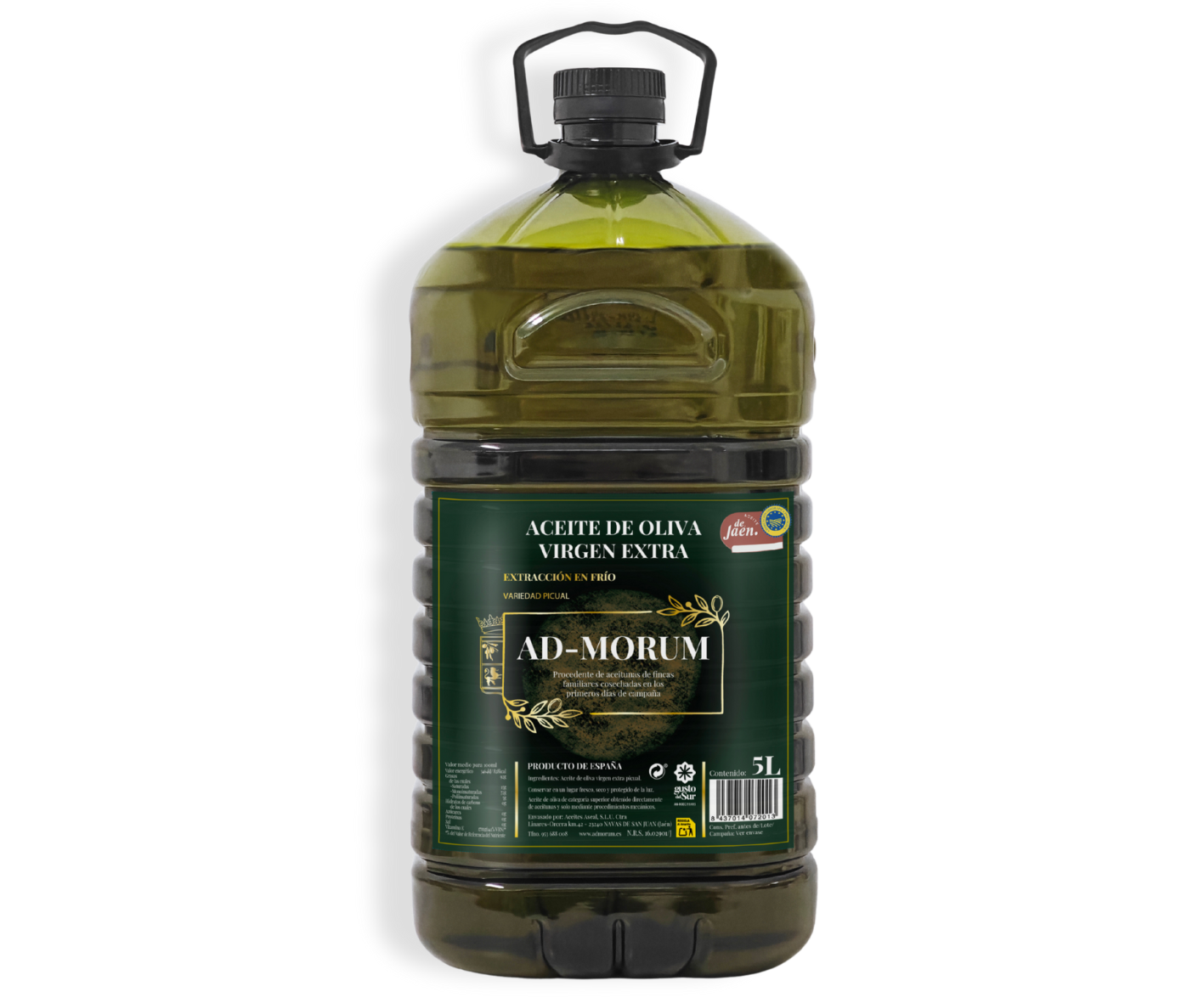 AOVE Picual 5L Sabor intenso y calidad certificada – AD-MORUM