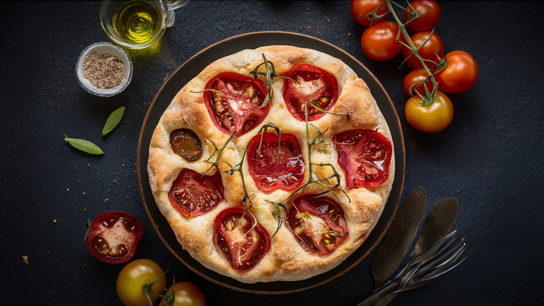 Receta: focaccia con tomate y aove