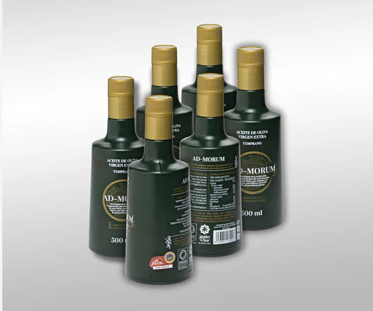 Pack de 6 botellas de aceite de oliva virgen extra temprano (AOVE Temprano) Ad-Morum