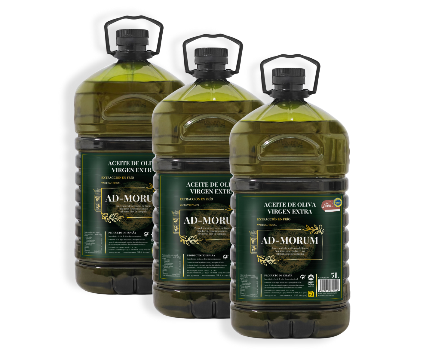 Pack de 3 garrafas aceite de oliva virgen extra Ad-Morum (AOVE)